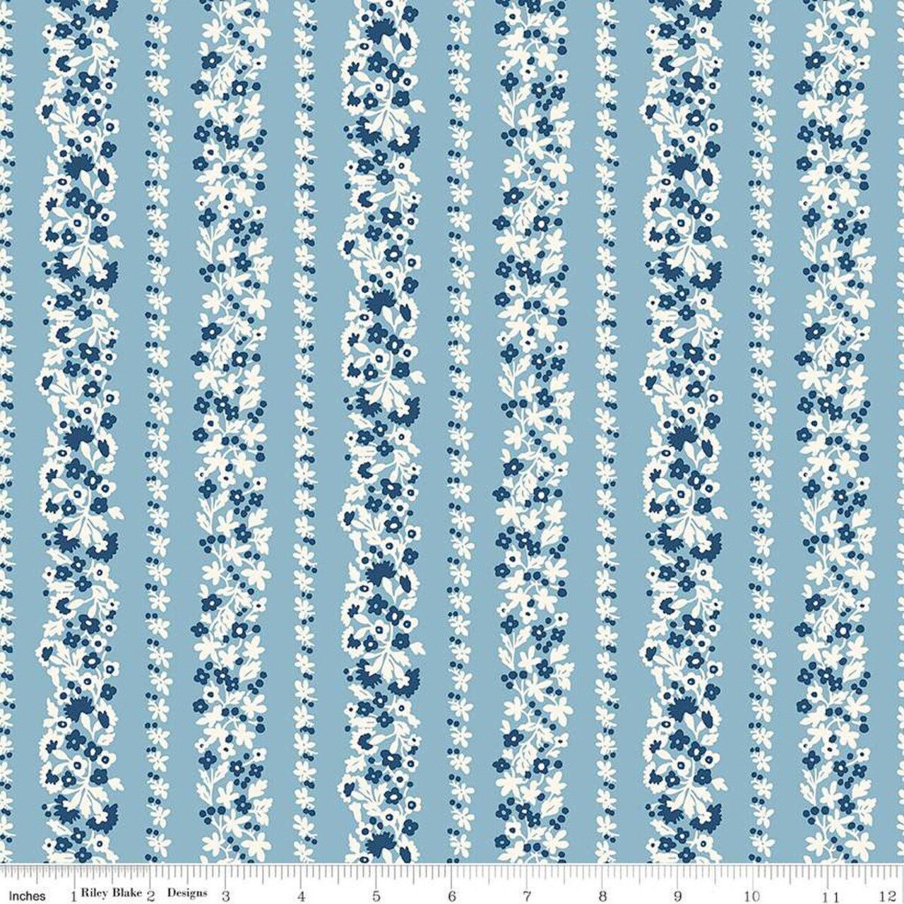 Fabric Liberty Topiary Stripe A Denim Florals by the Quarter Yard 01667402A